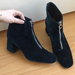 Blue Velvet Zip Boots